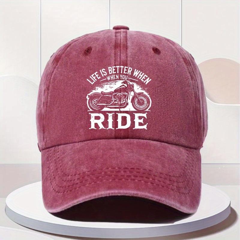 Mens Vintage Washed Baseball Cap with Adjustable Snapback  Lightweight Retro Flat RIDE Lettering Cap Suitable for Outdoor