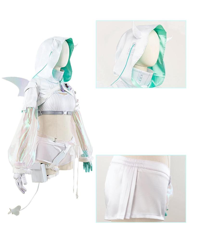 Tokoyami Towa Cosplay Costume with Cyberpunk Full Adult Costume for School YouTuber Tokoyami Towa Cosplay Towa Wig Size [Excellent Quality] Wig,