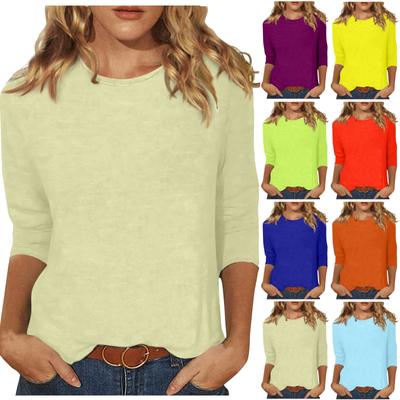 Women's Fashion Daily Versatile Casual O-Neck Three Quarter Sleeve Printed Top
