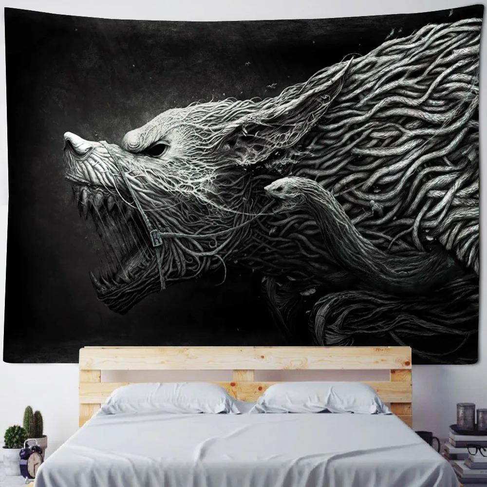 Black Panther Tapestry psychedelic Animal Wall Hanging Bohemian Mysterious Hippie Background Poster Fabric Hanging Painting
