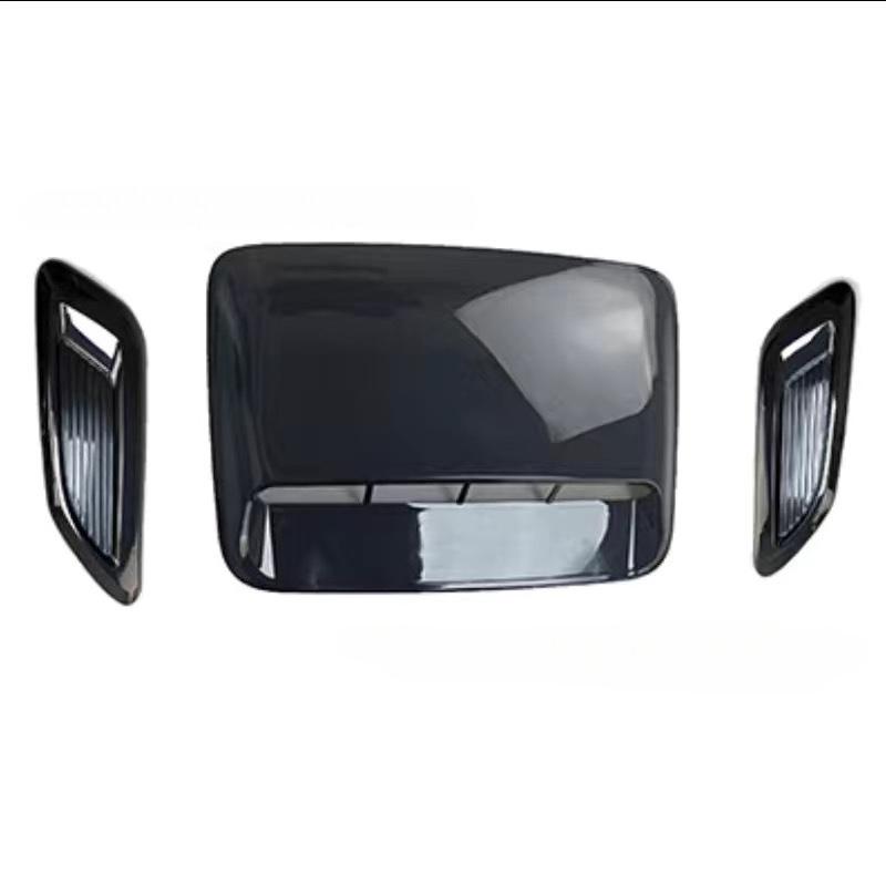 For Universal Vehicles Car Hood Fake Air Vents Engine Bonnet Decorative Cover Simulation Air Outlet Exterior Mod Accessories Gloss Black 3-pce