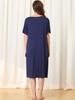 uxcell Pajama Short Solid Soft Size M Women's Nightgown, Dress, Sleeve, Color, Modal, Button-Down, Navy,