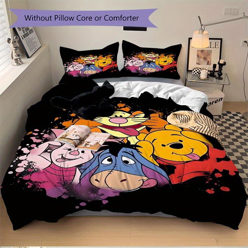 3pcs Disney Winnie The Pooh Friends Printed Quilt Set Soft and Comfortable Quilt Cover for Bedroom, Guest Room Bedding Set S025