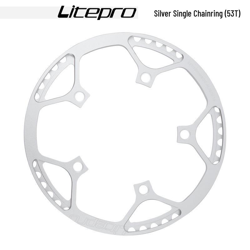 Litepro Folding Bike Crankset with Round Chainrings: 45T, 47T, 53T, 56T, 58T - Square Hole Design