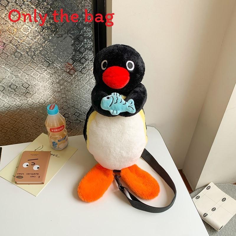 Plush Black Fish Hugging Backpack For Girls With Zipper Closure And Inner Card Pocket