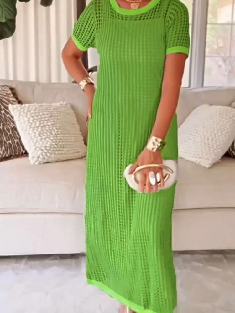 Vestido Maxi Largo sin Mangas de Punto de Encaje Blanco, Diseño Elegante Calado, Vestido de Verano Boho Chic