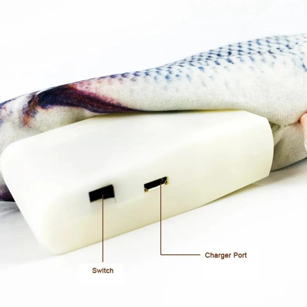 Pet Cat Pet Dog Soft Plush Toy USB Charging Electric Simulation Fish Interactive Training Grinding Teeth Pet Chewing Toy