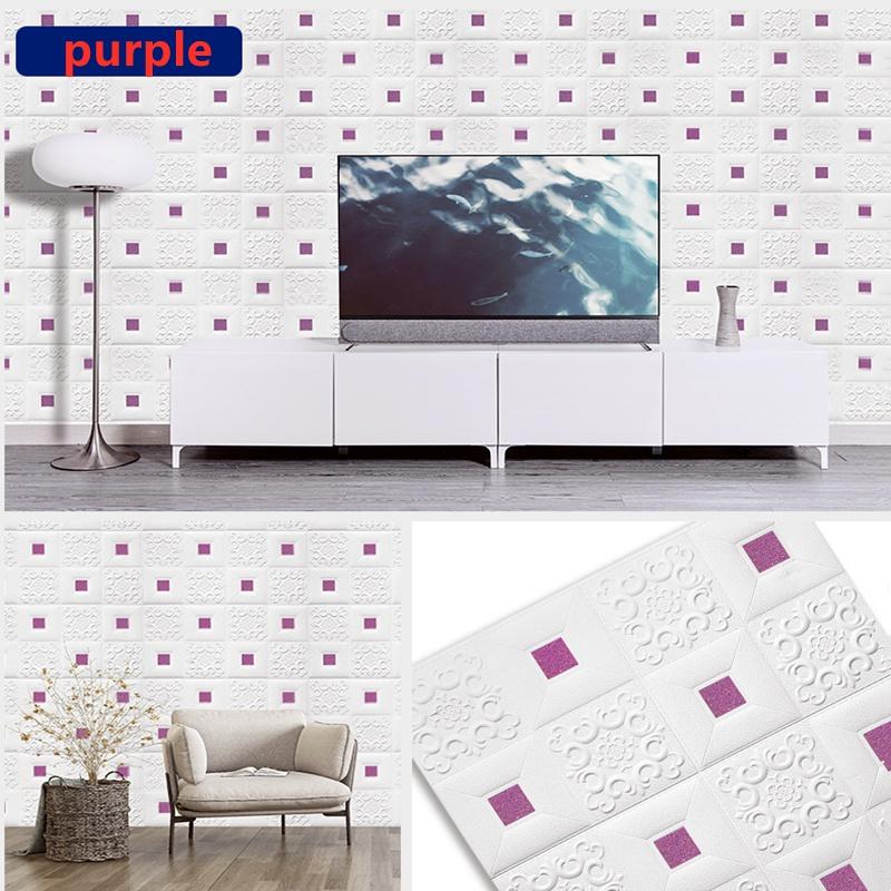 Self-adhesive Anti-collision Romantic and Warm Children's PE Foam 3D Wallpaper DIY Decorative Embossed Wall Stickers 70CM X 70CM