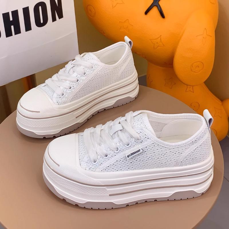 Summer New Thick-soled Heightening Mesh Breathable Casual Shoes Women's Versatile Sports Little White Shoes Board Shoes Women