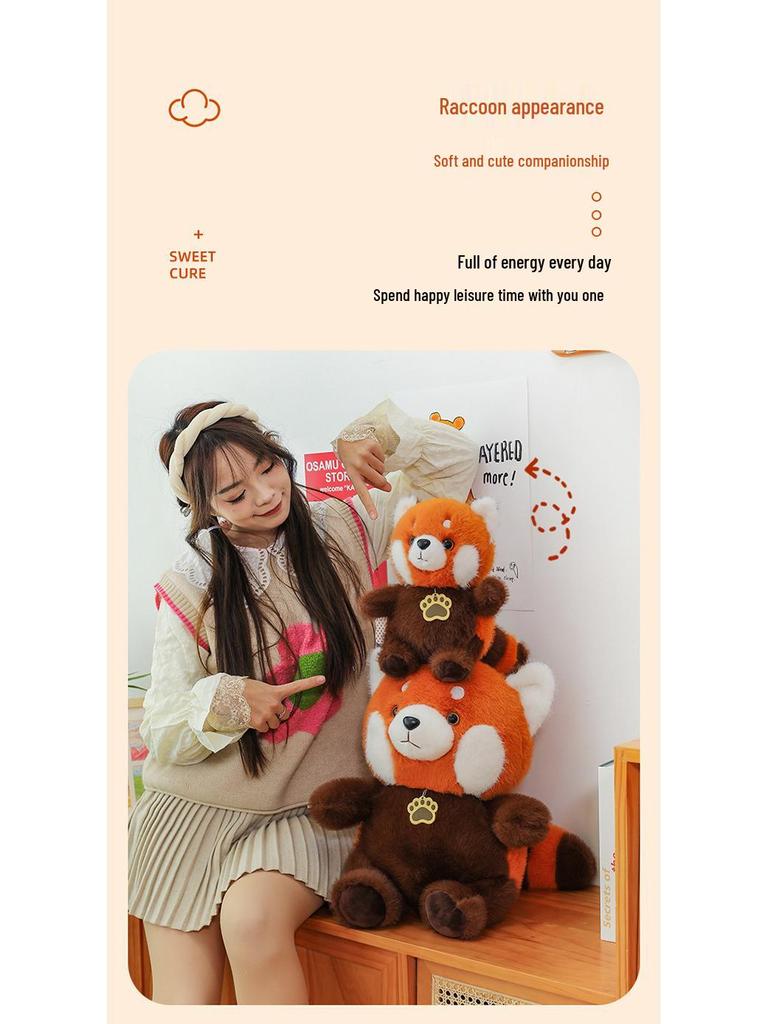 Cross-Border Raccoon Plush Toy - Soft & Cute Bear Pillow for Kids' Birthday