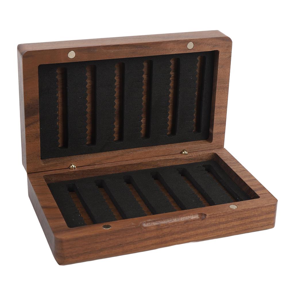 Fly Hook Fishing Box Black Walnut Wood Fishing Bait Case Tackle Box for Fishing Gear Organization