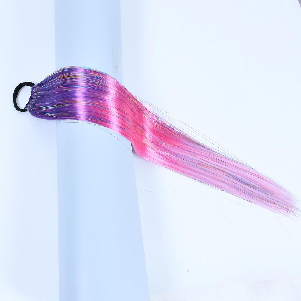 Pferdeschwanz Haarverlängerung Regenbogen Bunt Glitzer Lametta Gummibänder Mädchen Synthetisches Haaraccessoire Niedlich Glänzend Party Dekoration
