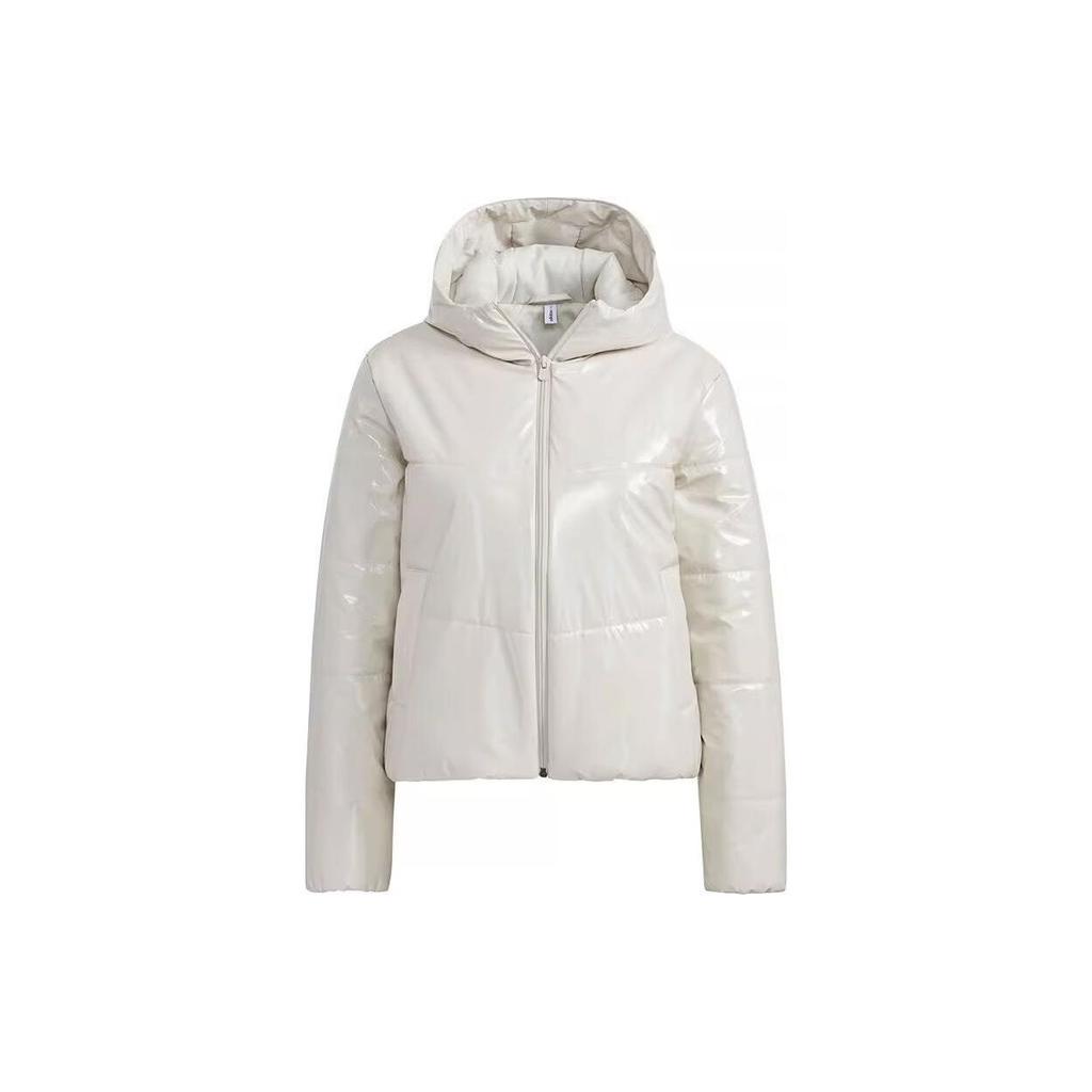 Adidas Neo Solid Color Hooded Long Sleeve Casual Cotton Jacket Women Jackets White H65449