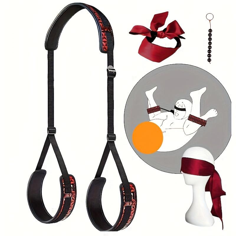 3pcs/7pcs BDSM Red Pu Leather Set, BDSM Beginner Classic Kit, Split Leg Strap, Spread Thighs Bondage Sex Props, Spanking Paddle Leather Slap, Anal Plu