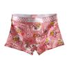 Men's Pink Cartoon Print Cotton Boxer Briefs - Mid-Waist, Breathable and Trendy