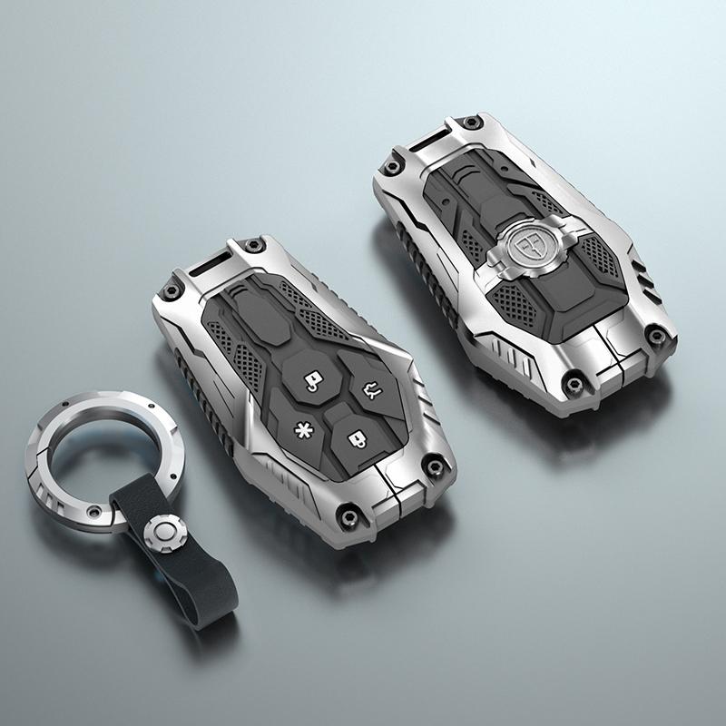 Galvanized Alloy Silicone Splicing Car Key Cover Case For GAC AION Hyper GT HT Remote Protection Cover Shell Keychain Accessorie