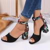 Women's Sandals High Heels Shoes  Chunky Heels Sandalias Fashion Ladies Ankle Straps Casual Beach Shoes 43 Large Size
