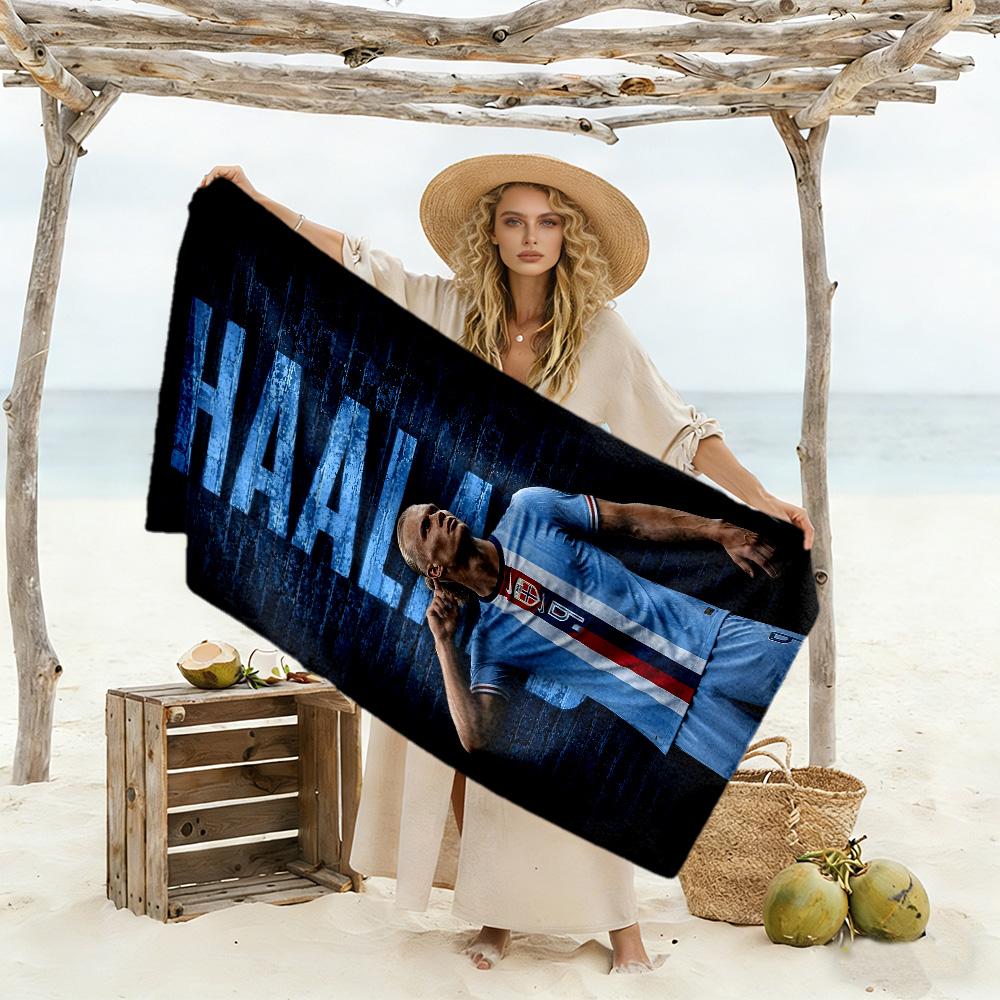 Haaland Norway Celebration Beach Towel Quick-Dry Soft Microfiber Comfortable Lightweight Suitable for Swimming, Gym, Camping, Yoga Vacation