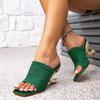 Women's and women's shoes woven sandals special-shaped heel European and American style simple trend fashion basic green 2025