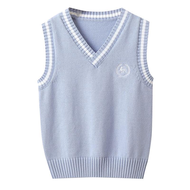 Kids' College-Style Knitted Sweater Vest for Spring & Autumn - Unisex Pullover for Kindergarten & Primary School