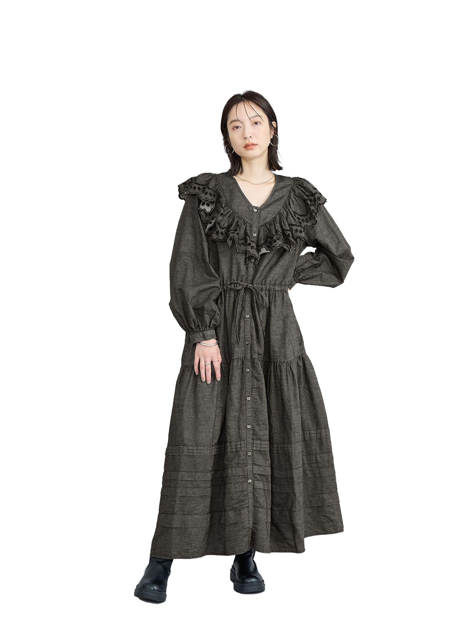 

Cohen MIYAKO TAKAYAMA Frill Denim Dress 76756450361 0970 BLACK(09) L