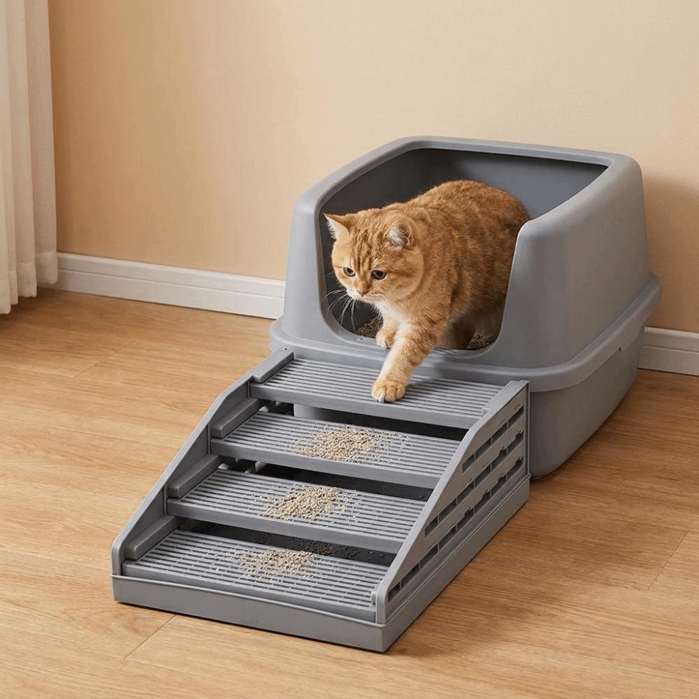 Waterproof Cat Litter Stair Non Slip Cat Litter Box Ramp Cat Litter Box Footrest Pet Toilet