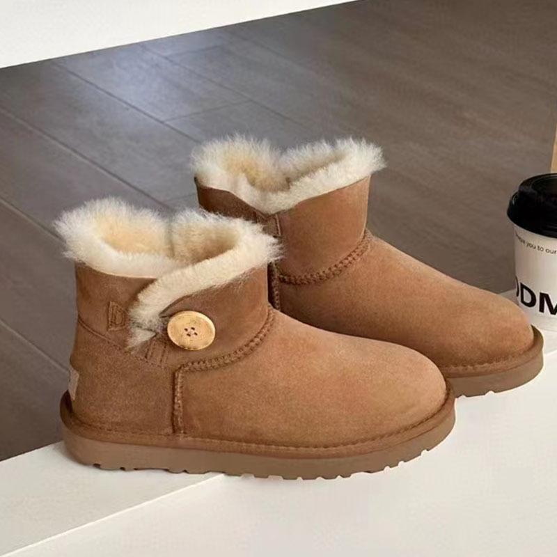 Women Winter Platform Snow Boots Warm Faux Suede Ankle Boots Thick Furry Lining Non‑Slip Short Booties For Cold Weather