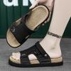 Light luxury men's summer 2 new soft bottom strap heel slippers trendy outer wear trendy brand