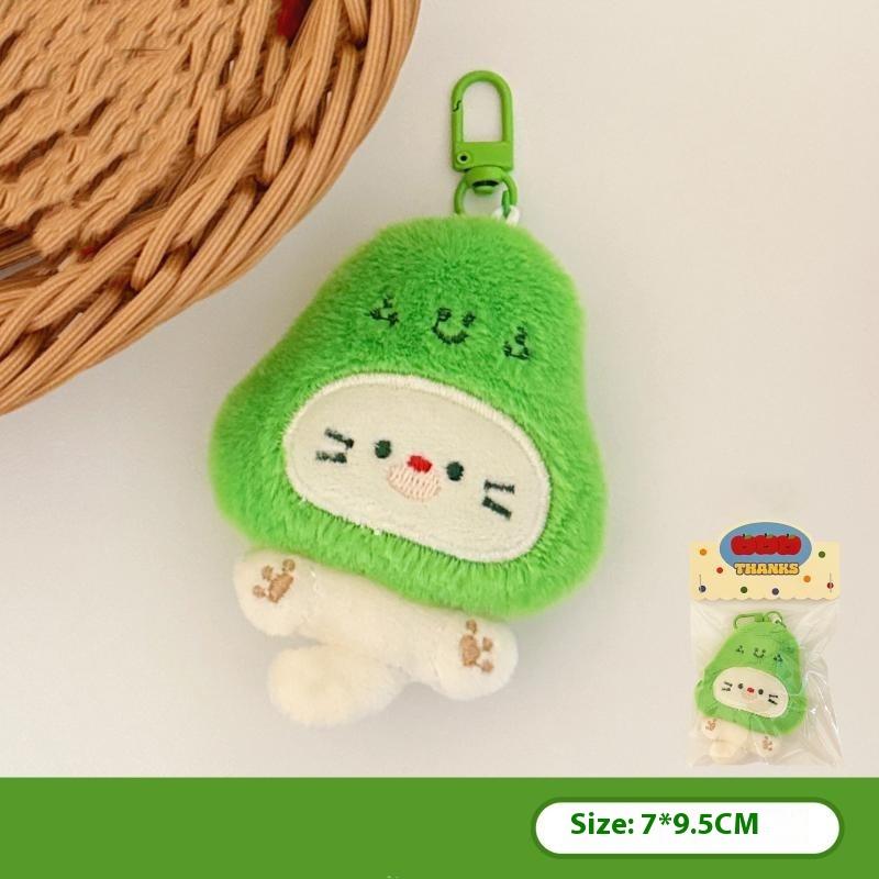 Cute Plush Headgear Kitten Dog Pendant Keychain Kawaii Stuffed Doll Toys Animal Backpack Hangings Decoration Accessories Gifts