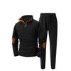Men'S Stand Up Collar Button Casual Long Sleeved Shirt Long Pants Sports Suit