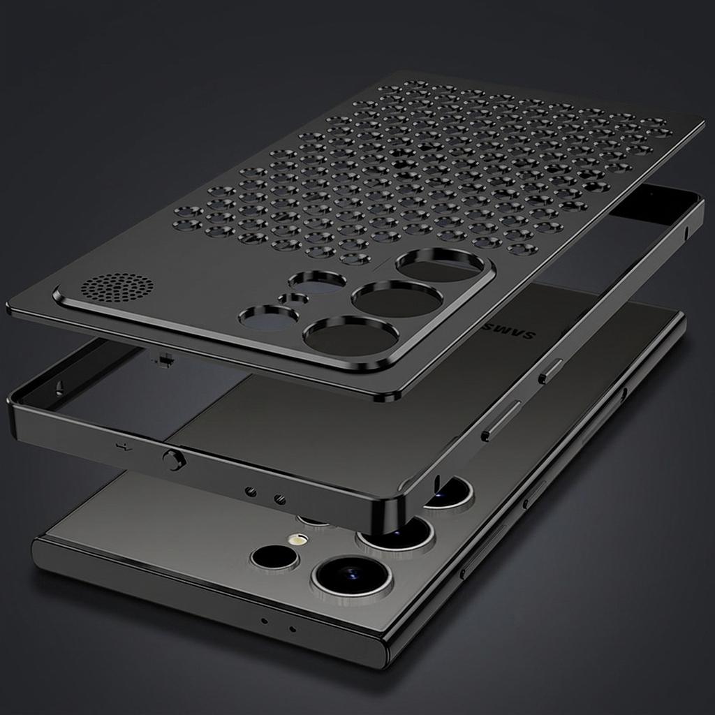 Aromatherapy Aluminum Alloy Snap Phone Case for Samsung Galaxy S25 Ultra S24 Ultra S23 Ultra, CNC Hollow Heat Dissipation Case