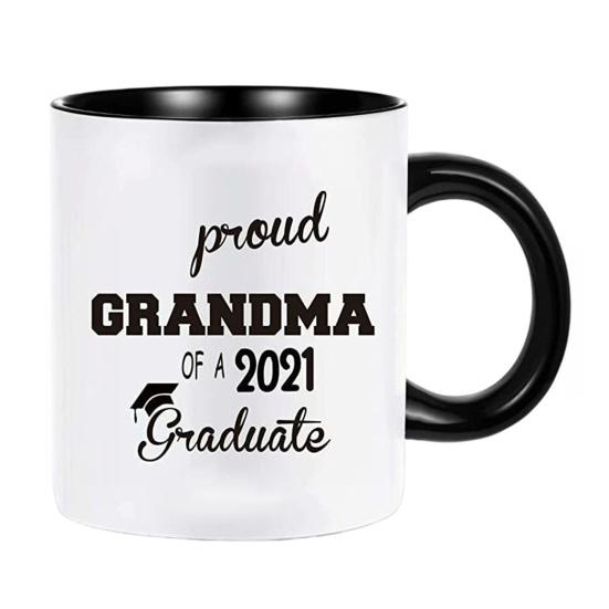 Large Capacity Coffee Cup Graduation Theme Water Cup with Ergonomic Handle Comfortable to