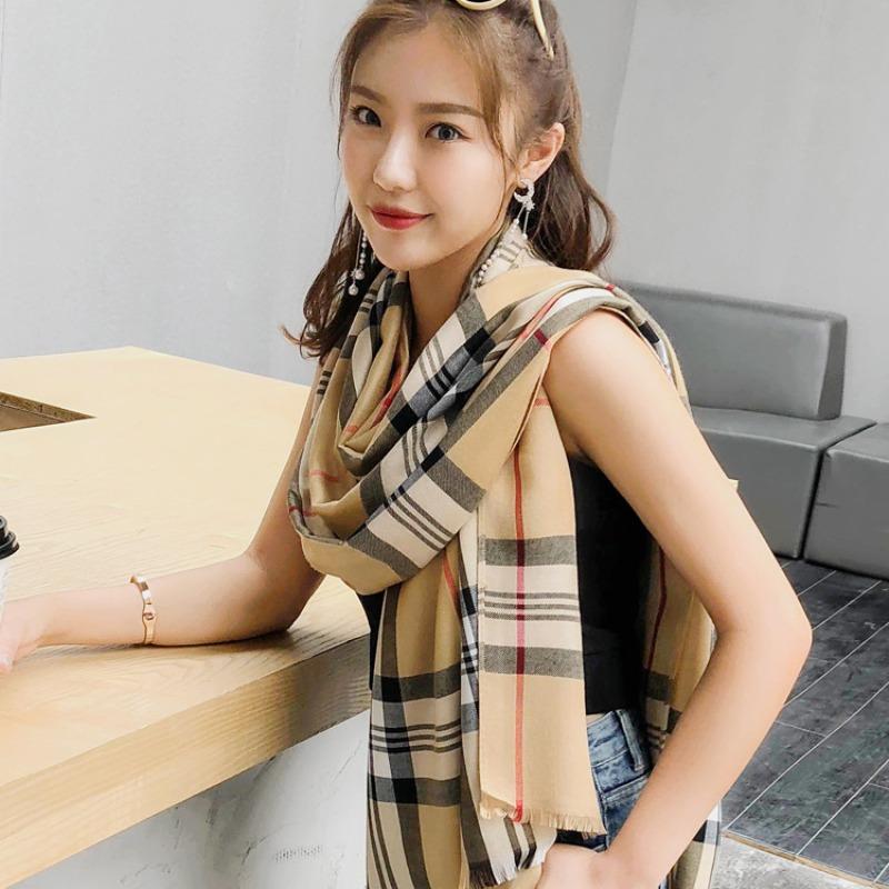 2021 new British plaid cotton scarf women's spring and autumn summer student long shawl dual-purpose spring and autumn