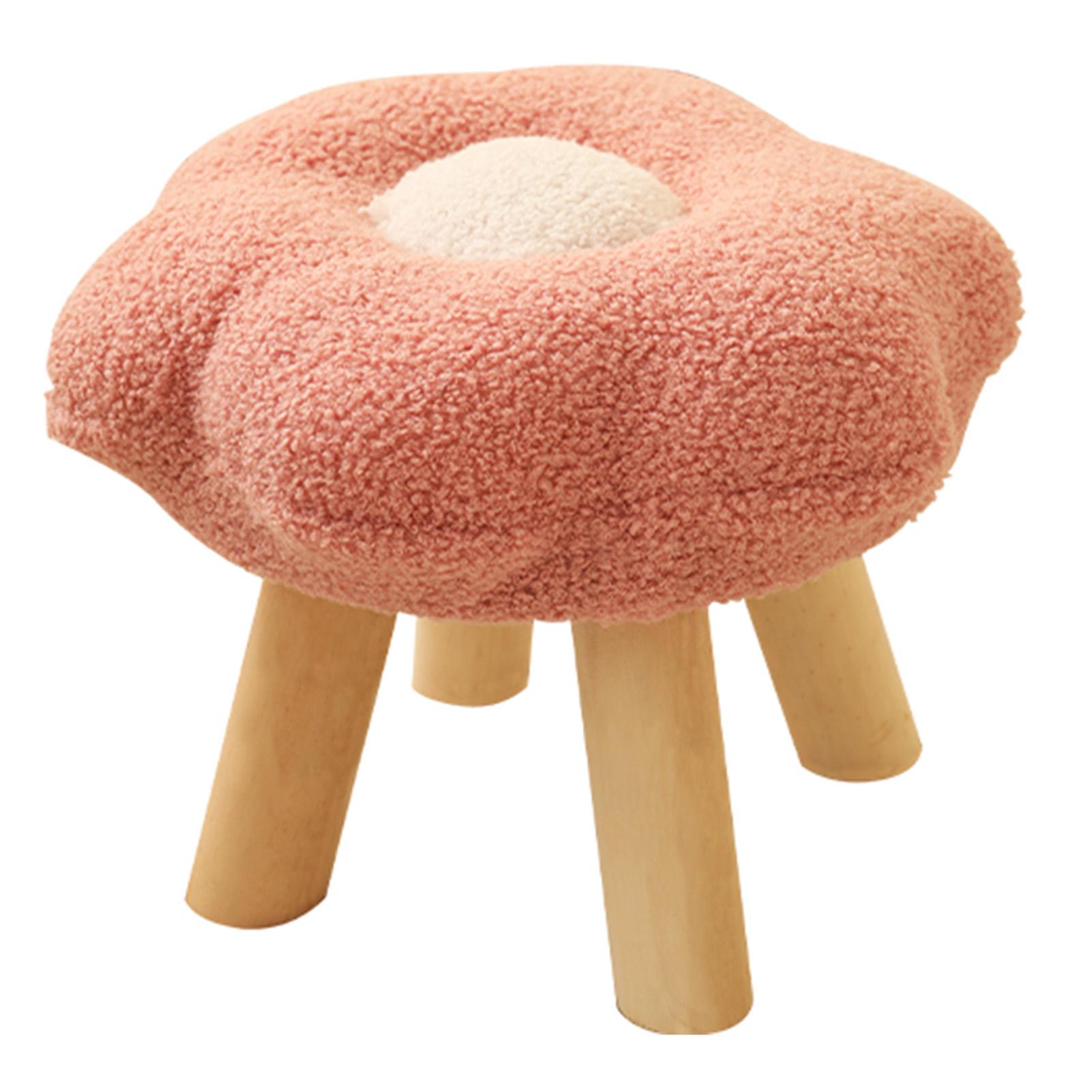 

Small Foot Stool Cute Sunflower Soft Teddy Velvet High Resilience Wooden Footstools for Bedroom