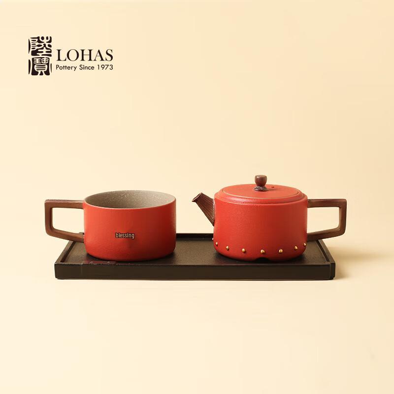 

Lu Bao Chinese Ceramic Tea Set with Teapot, Cup & Tray