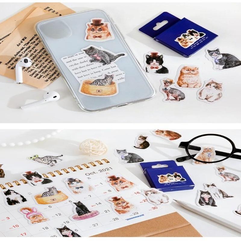 45Pcs/box Cat Collection Cute Boxed Kawaii Decoration Stickers Planner Scrapbooking Stationery Japanese Diary Stickers