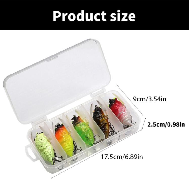 5Pcs Cicada Crankbait Fishing Lures Artificial Baits Insect Baits Fishing Tackle 4.5cm 6g Hard Baits