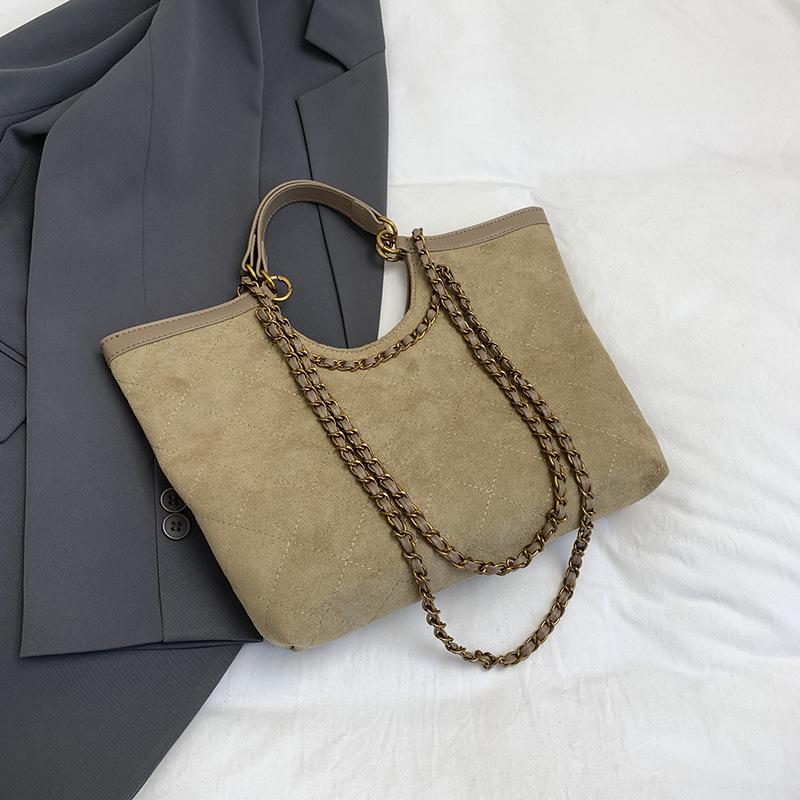 

Tote Bag, Laid-back Style, Large-capacity Hand-held Women s Bag, Fashionable Chain Single-shoulder Bag хаки