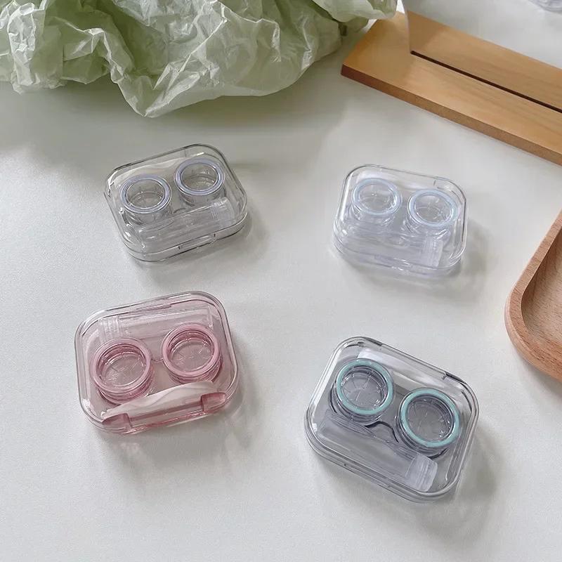 Tragbares Transparentes Pinzetten-Saugnapf-Stäbchen-Behälter-Set Tragbare Kontaktlinsenbox für Damen Reise-Kontaktlinsen-Etui Geschenk