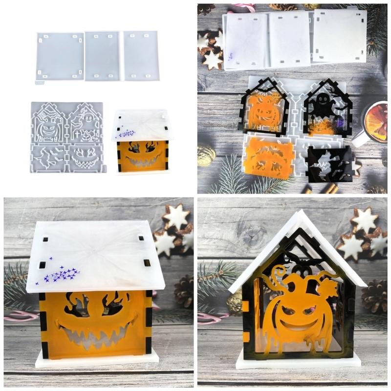 Flexible Silicone Mold Halloween Small House Decoration Making Mould Temperature Resistant Epoxy Mould for Ornament