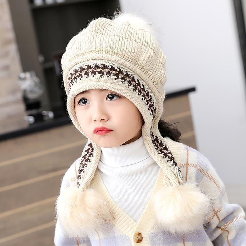 Parent-child children's hat winter cute girl princess hat autumn and winter velvet warm baby ear hat wool hat