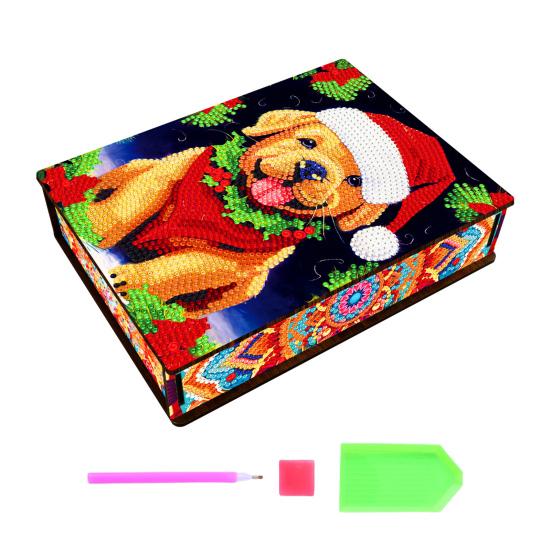 

Рождественская алмазная живопись шкатулка для драгоценностей набор сверкающая пылезащитная вышивка крестом DIY ювелирные изделия C