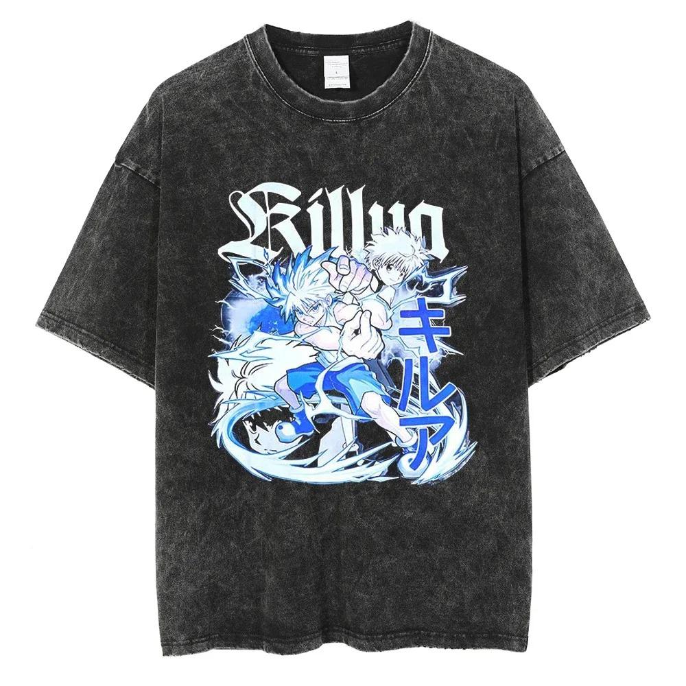 

Hunter x Hunter Gon & Killua BEFEARLESS Vintage Washed Oversized T-Shirt | Unisex Streetwear Anime Tee M синій