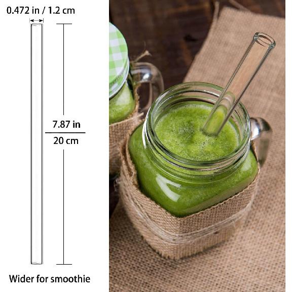 Reble Glass Straws 10-Pack Drinking Straw 4 Bent + 4 Straight + 2 Wider Smoothie Straws with 2 Cleaning Brushes