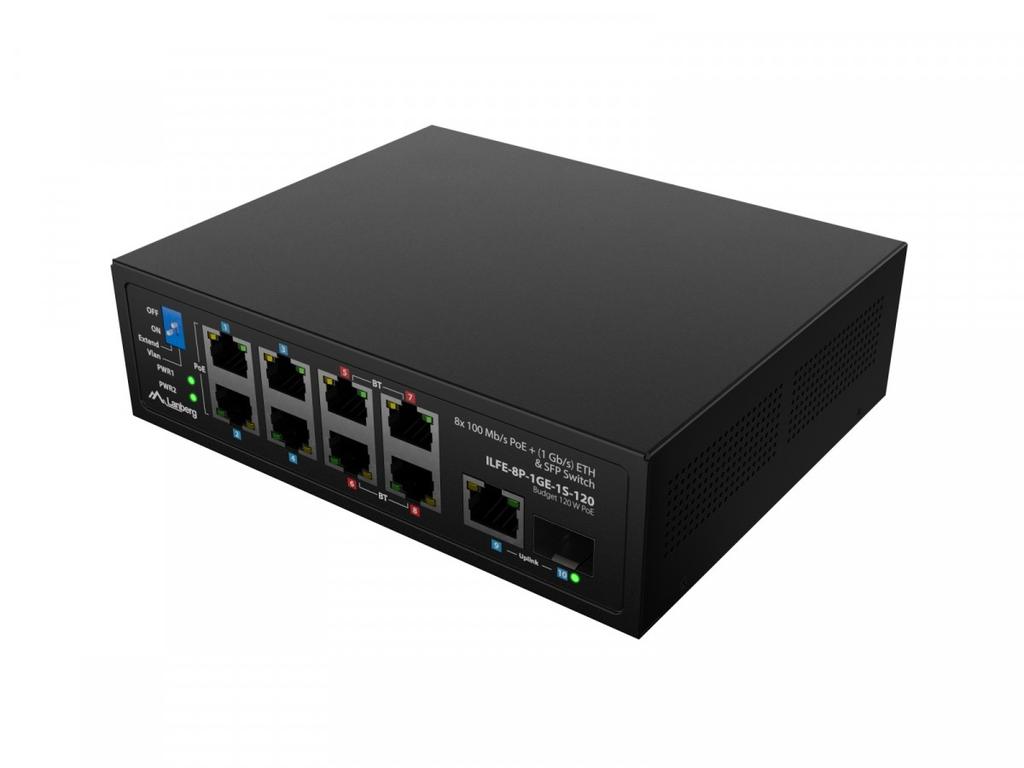 Switch Light ILFE-8P-1GE-1S-120 Light Industrial POE 4XBT 4XAT SFP+ ETH DIN FAST Ethernet