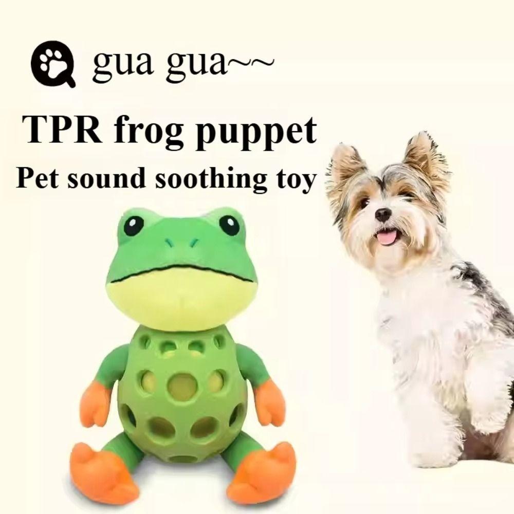 Cartoon Frog Shape Interactive Sound Toy Bite Resistant Pet Squeaky Chew Toy  Home Use