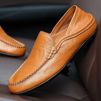 Herren Leder Loafer Bequeme Slip-On Schuhe Atmungsaktiv Leichte Laufschuhe für Große Größen 47 Lässige Weiche Fahrerschuhe