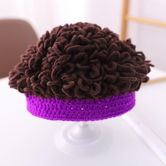 Baby Wig Cap Cute Comfortable Dress Up Knitting Infant Toddler Photo Short Curly Explosion Wig Hat for Daily Wear