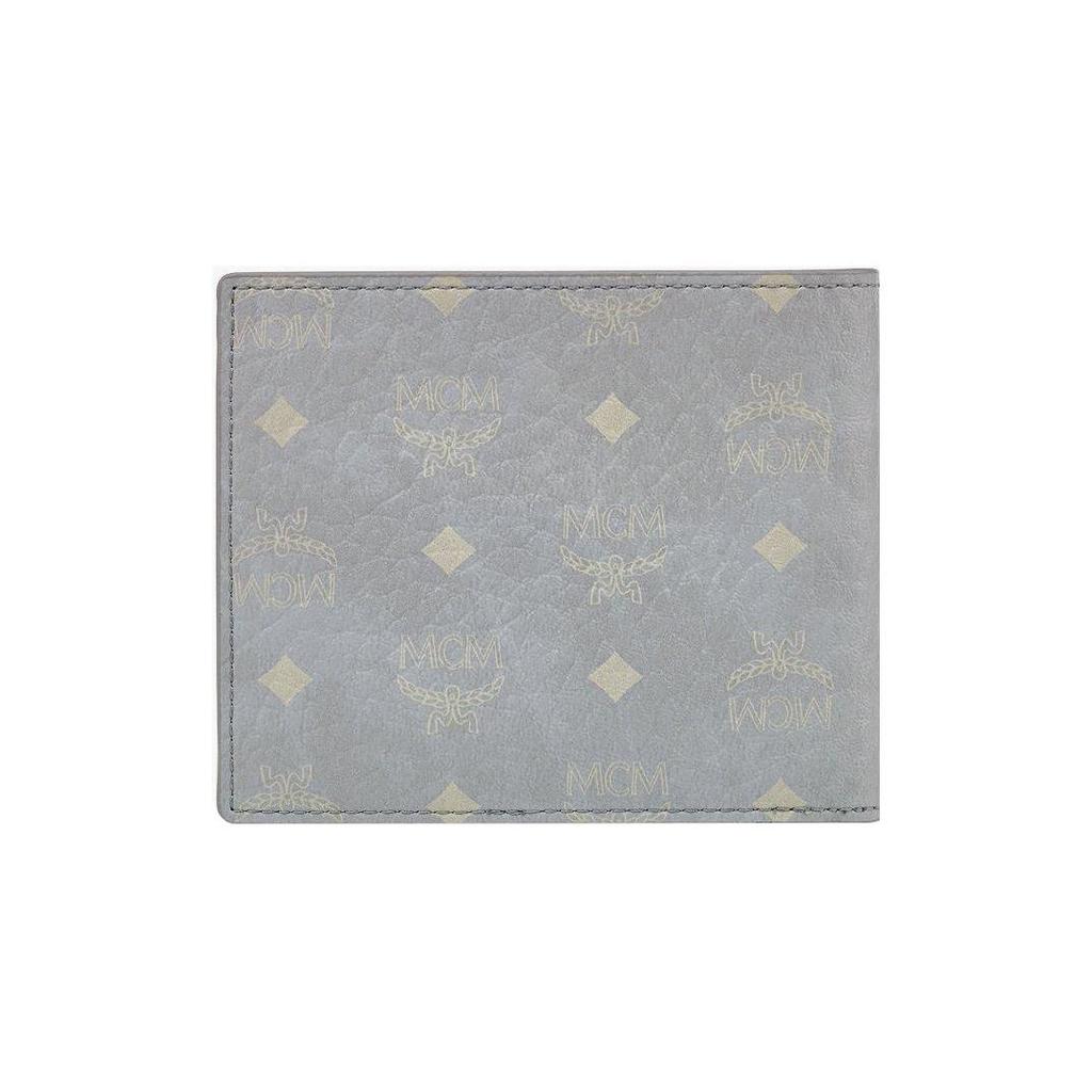 MCM Visetos Monogram gefaltete Ledergeldbörse Kleine Damengeldbörse Grau MXSAAVI04FP001