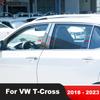 Window Center Pillar Cover Trim For Volkswagen VW T-cross Tcross 2018      Stainless Steel Car Accessories